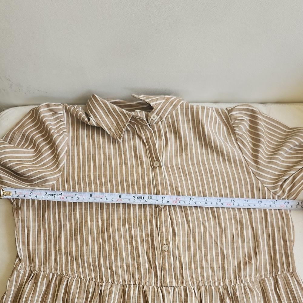 Max Studio Bohemian Beige Striped Long Sleeve Dress - Picture 11 of 16